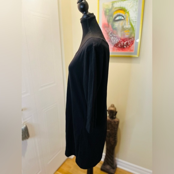 🆒🖤Massimo Supply Co. Long black  tunic top w/ round neck & 3/4 sleeves - Picture 3 of 9